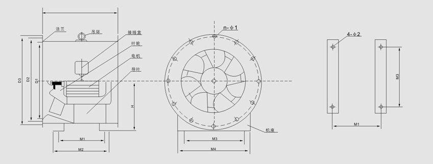 SWF型低噪聲混流式通風機主要技術參數 SWF型低噪聲混流式通風機主要技術參數